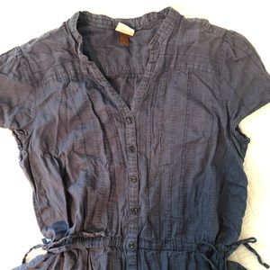 Dusty blue cotton embroidered top